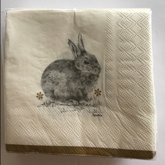 SPODE MEADOW LANE BUNNY NAPKINS NWT - Picture 2 of 7